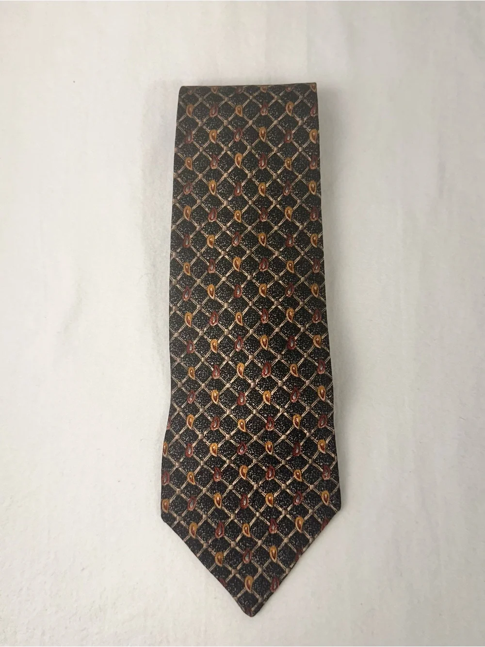 Bugatti Mens Tie Grey & Mauve Paisley Necktie Silk Office Party Wedding